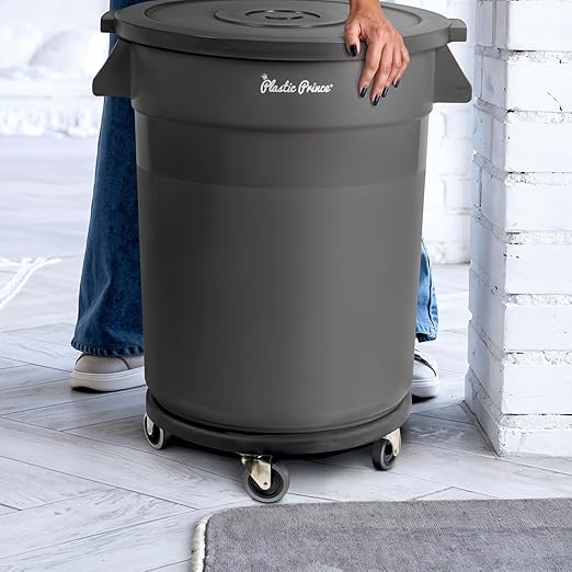 18" Trash Can Dolly with Wheels Black for 32 gal and 20 44 55 gal Brute Containers