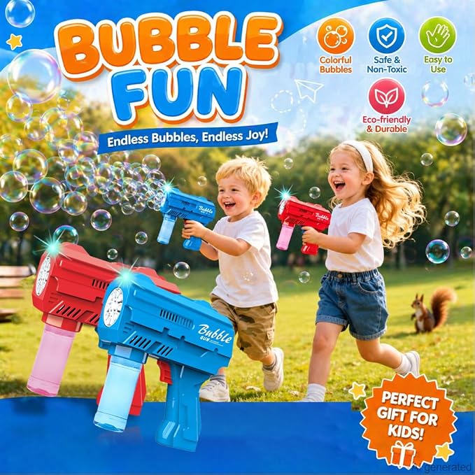 Light Up Bubble Machine Gun for Kids,Blue 10-Hole Automatic Bubble Gun forToddlers 1-3, Durable Handheld BubbleGun with Refill Solution for Kids Ages 4-8, Wedding Easter Party OutdoorBubble Toys(blue)