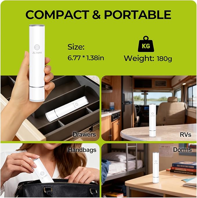 Handheld Vacuum Sealer for Food, Compact Portable Food Saver Pump with 20 BPA‑Free Reusable Vacuum Bags Type-C Rechargeable, Ideal for Sous Vide, Meal Prep, Leftovers & Freezer Storage