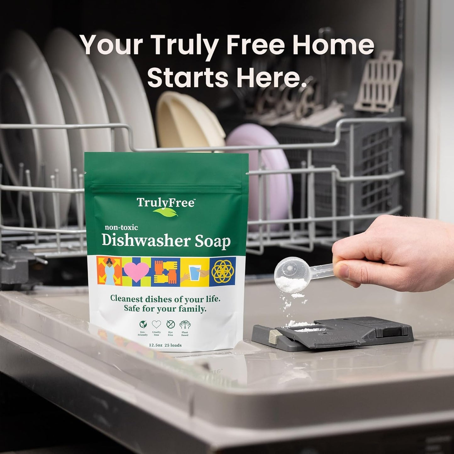 Automatic Dishwasher Detergent Powder - Concentrated Dishwashing Detergent, Dish Soap, Hard Water Stain Remover, Kitchen Cleaning Supplies, No Harmful Ingredients - 12.5 oz (Pack of 3)