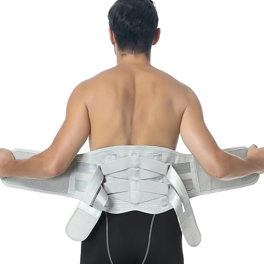 NeoTech Care Back Support Belt - Breathable & Adjustable Lower Back Brace - Double Pull Compression Straps (Grey, Size XXL)