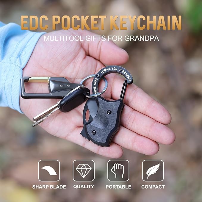 Gifts for Grandpa Fathers Day, Fathers Day Grandpa Gifts, EDC Box Cutter for Camping Hiking Fishing, Birthday Gift Ideas, EDC Tool Gift from Grandkids