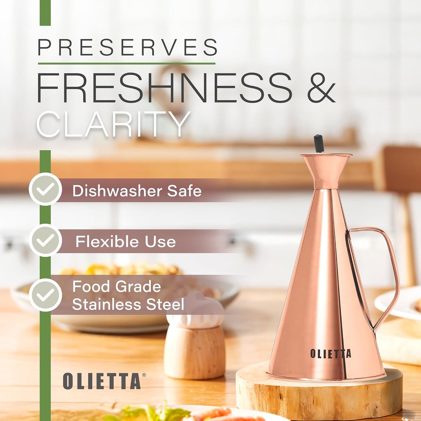 Olive Oil Dispenser Bottle Stainless Steel Non Drip Leak Proof No Mess Vinegar Pourer & Kitchen Drizzler 17 oz 500ML 0.5 Litre Great for Pouring & Drizzling Easy to Clean & Leakproof