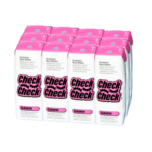 CheckCheck Prebiotic Rice Water, Dawn and Dusk Variety, 12 Pack, 8.45 Fl Oz Bottles (12 Pack, Dawn)
