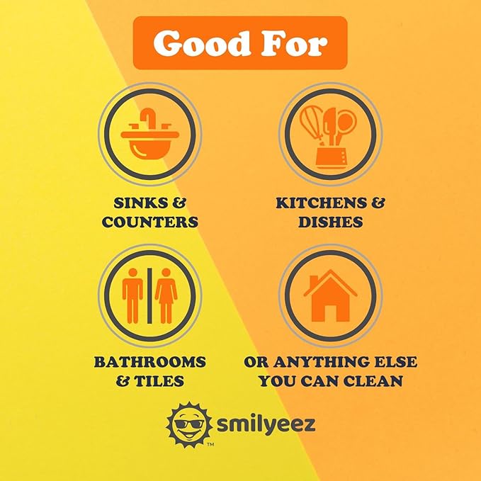 Smilyeez Caddy Combo, Sink Caddy, Smiling Handle, 2 Scrub Moji Sponges, Dishwand with 2 Mini Moji Sponges (Black)