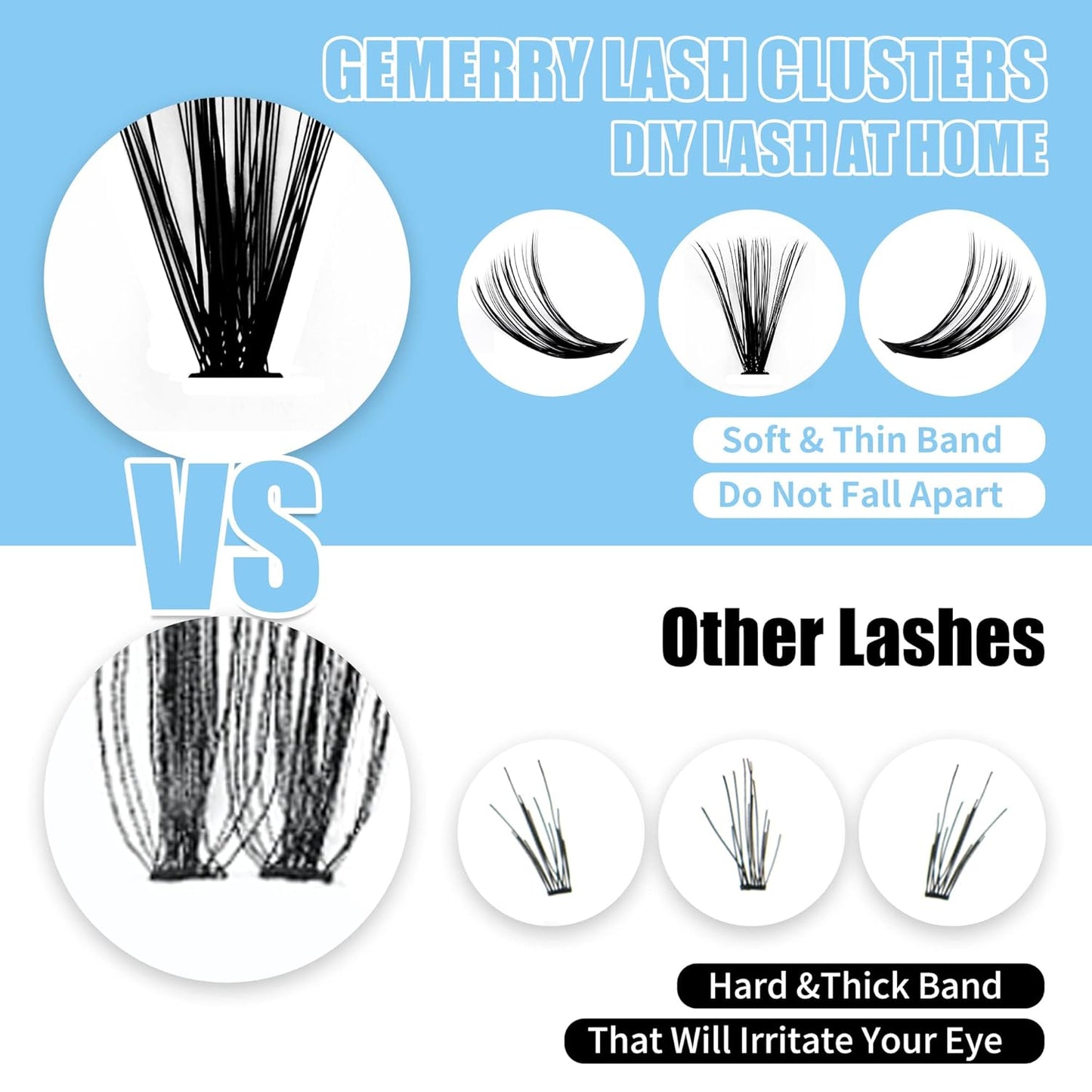 Lash Clusters 240pcs GEMERRY Individual Lashes 0.07mm 20P+30P D Curl Mix 8-16mm Cluster Lashes Natural Soft Mixed Tray Eyelash Clusters DIY Eyelash Extensions