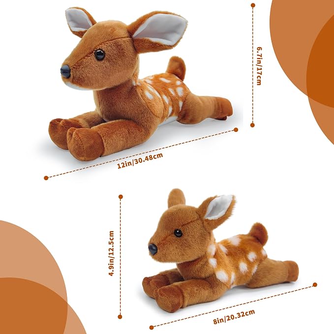 Deer Stuffed Animal for Kids,8 inch Realistic Animal Plush Toy Lying Down Posture Animals,Plush for Boys Girls Adult Birthday Hug Teaching(S-Deer)
