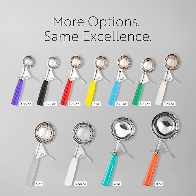 Restaurantware Met Lux 4.66 Ounce Portion Scoop 1 Trigger Release Cookie Scoop - With White Handle Stainless Steel Disher For Portion Control Scoop Cookie Dough Cupcake Batter Or Ice Cream