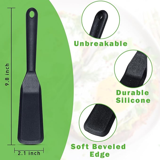 Eggssentials Pack of 2, Egg Spatula - Non-Stick, High Heat Resistant Kitchen Tools for Panckes, Eggs, Baking, Cooking, and Mixing - Black Egg Spatula