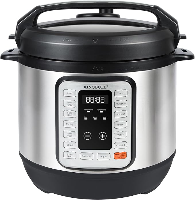 KINGBULL 12-in-1 Electric Pressure Cooker, Instant Multi-Use Non-Stick Pot, Slow Cooker, Rice Cooker, Steamer, Sauté, Yogurt Maker, Warmer &Delay Start,LED Screen& Manual(8QT)