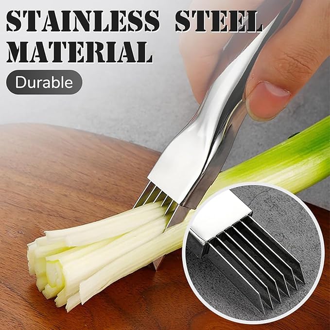 Shred Silk The Knife, 2025 Upgrade Green Onion Cutter Stainless Steel Chopped Kitchen Slicing Tool Cutter for Vegetables Onion Garlic, Multifunctional Kitchen Food Vegetable Cutter (2Pack)