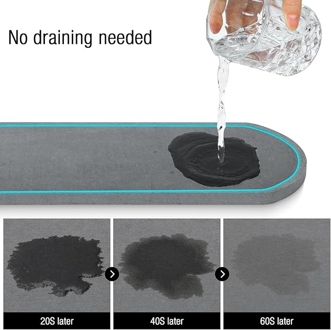 Sponge Holder for Kitchen Sink with High Brush Holder, [Stay-Dry Anywhere & No Drainage Needed] Rustproof Stainless Steel Kitchen Sink Caddy Organizer with Water Absorbing Stone Tray, Grey