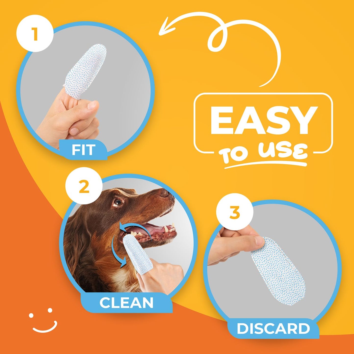 Paw Science Dog Teeth Cleaning Wipes - Dental Finger Wipes for Cats & Dogs - Pet Toothbrush & Tooth Brushing Kit - Effective Teeth Cleaner