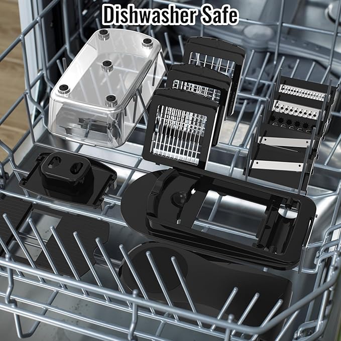 12 Blade All-in-1 Vegetable Chopper Mandoline Slicer with Container, Spiralizer with Containers, Food Chopper, Onion Chopper, Veggie Cutter for Salad, Kitchen Gadgets Accessories Essentials, Black