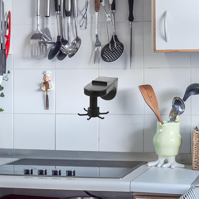 SUPVOX 2pcs Rotating 6-Claw Adhesive Kitchen Utensil Hooks Wall-Mounted and Suction Cup Storage Organizer for Cooking Utensils and Cup Hanging in Home Kitchen