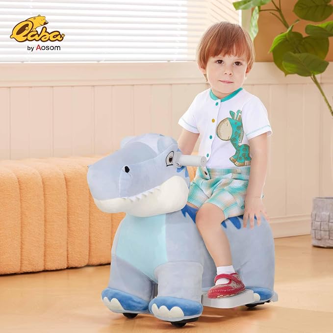 Qaba 6V Kids Ride on Horse, Battery Powered Ride on Toy, Tyrannosaurus Shaped Electric Riding Animal with Music Forward, PU Wheels, for Girls Boys Aged 18-36 Months, Green