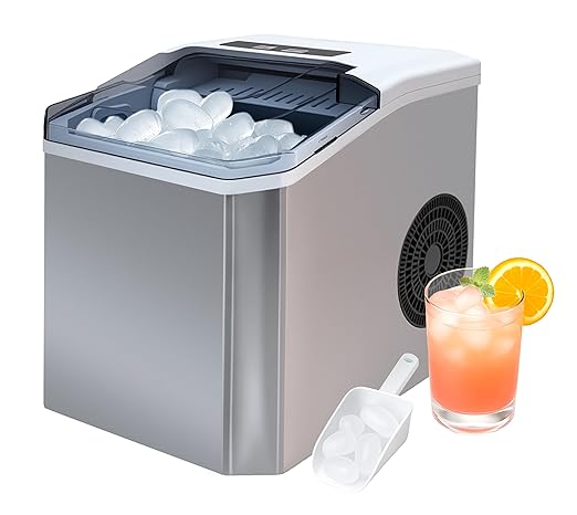 iTOMA Countertop Ice Maker Machine, 2 Sizes of Bullet Ice, 1.3L Auto-Cleaning Ice Maker with Basket and Scoop, for Home/Kitchen/Office/Bar Party Ice Cube Machine