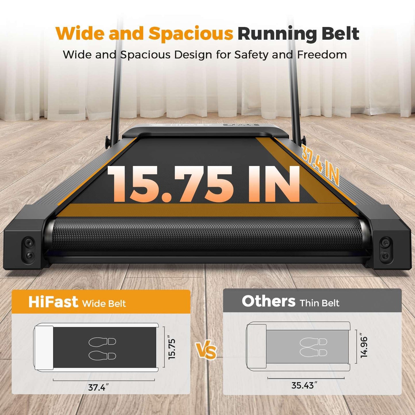 HiFast Walking Pad, Under Desk Treadmill for Home Office, Small Walking Pad with Handle Bar and Incline, Foldable Treadmill with Remote Control, APP