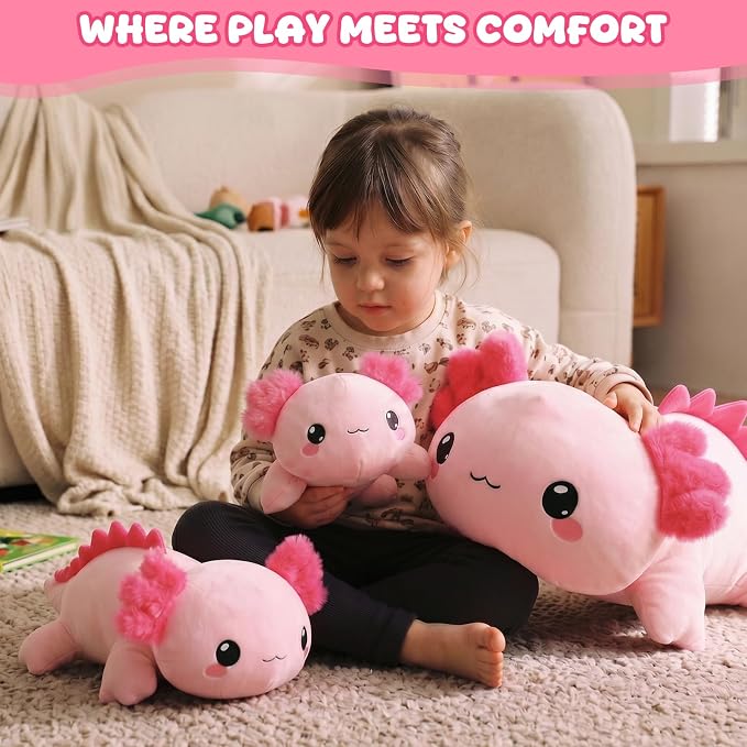 TOYSYM Weighted Stuffed Animals, Axolotl Stuffed Animal with Weighted Beads, Cute Plush Toy Pillow Gifts for Adults Kids Boys Girls