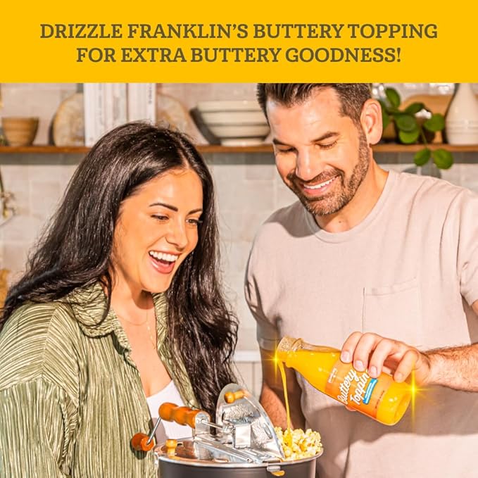 Franklin's Gourmet Popcorn All-In-One Popcorn Packs for Popcorn Machine - 2oz Pack of 10 - Packs of Organic Corn Kernels with Buttery Salt & Oil | Made in USA