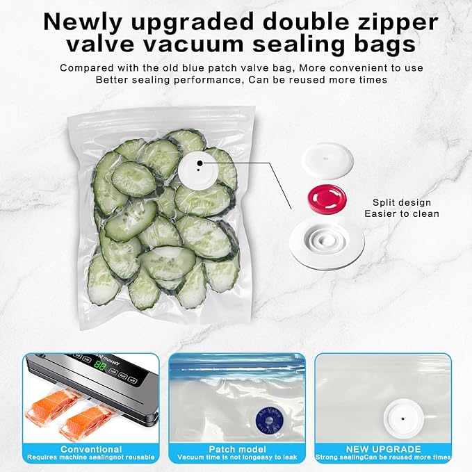 Reusable Vacuum Sealer Bags for Food – 30 Pack BPA-Free Small (8 x 10 in) Vacuum Storage Bags | Freezer & Microwave Safe | Leak-Proof & Odor-Resistant | Compatible With Many Vacuum Sealers