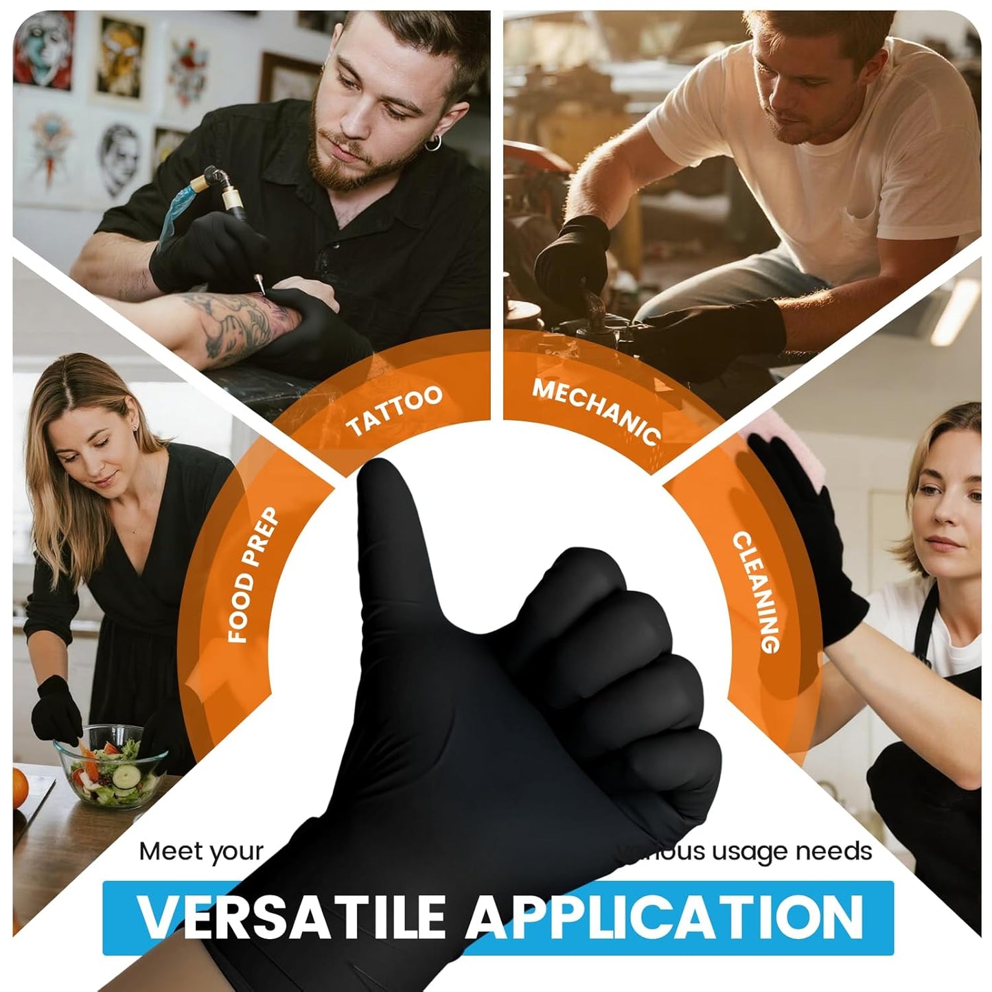 6 mil Disposable Nitrile Gloves, Heavy Duty Disposable Glove, Cooking Gloves, Latex Free, Powder Free (Black of 1000, X-Large)