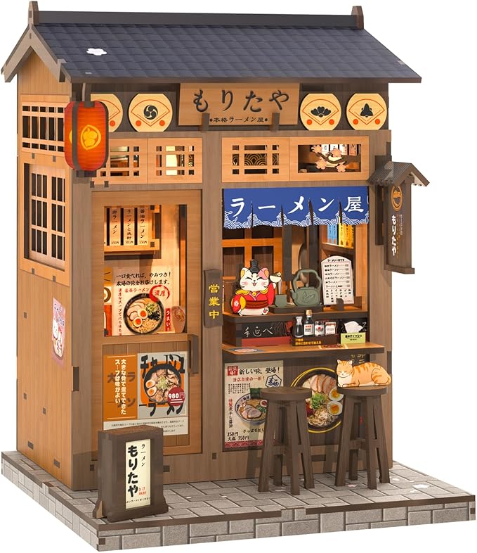 CUTEBEE Book Nook Kit, DIY Miniature House Kits for Adult and Teens, Dollhouse Booknook Tiny House, Bookshelf 3D Wooden Puzzle, DIY Craft Gifts for Family and Friends (Morita-Ya)