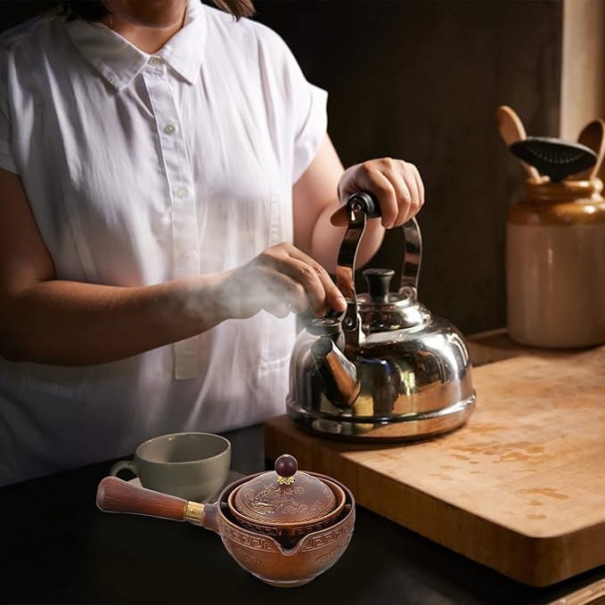 Ceramic teapot,large teapot,1pc Teapot Glass Water Pitcher Chinese Tea Maker Loose Leaf Tea Pot Chinese Household Filter Tea Steel Tea Filter(Red)