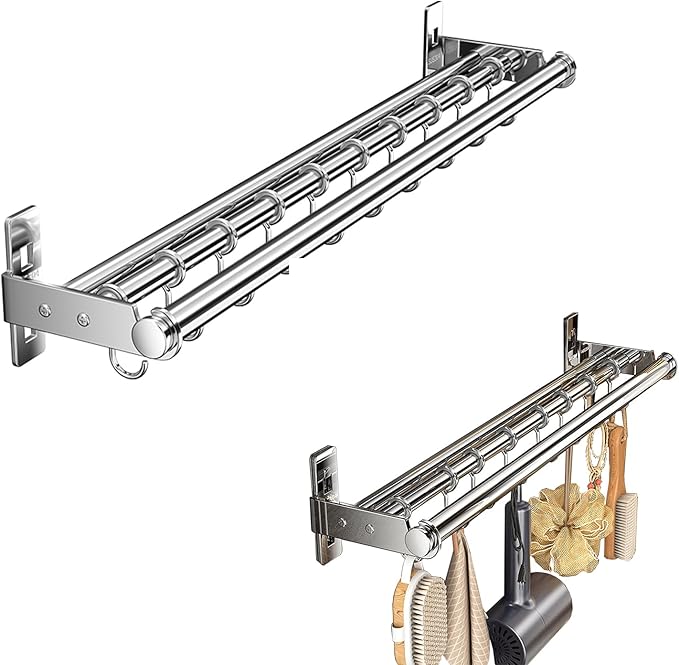 Hanging Wall Mount knife Wall Mount, Kitchen Organizer Storage Shelf for Utensils Spatula Spoon, Space-Saving Knife Rack with Hooks,Wall-Mounted Utensil Holder (Grey, 60CM+Three Poles+10Hooks)
