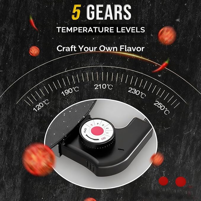Indoor Smokeless Electric Griddle, 2026 Upgraded 1500w Portable Electric Korean BBQ Grill, Non-stick Round Grill Pan for BBQ, Tortillas, Steaks, Burgers, Pancakes (14.2in)