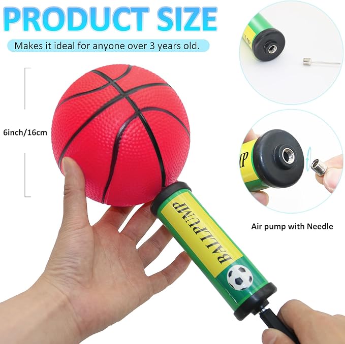 42Pcs 6" Mini Basketball Set, PVC Small Basketballs for Over The Door Hoop Games, Party Favors, Indoor Outdoor Play, Adults Kids, Pool Beach, Colorful