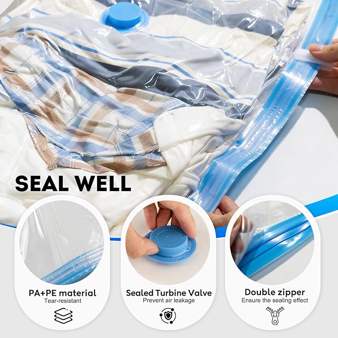 Mapambo Vacuum Seal Bags for Clothing Travel with Electric Pump, 9 Pack Vacuum Bags in 3 Combo sizes, Space Saver Vacuum Storage Bags, Reducing Luggage Volume by up to 80% (9 Combo Travel Size)