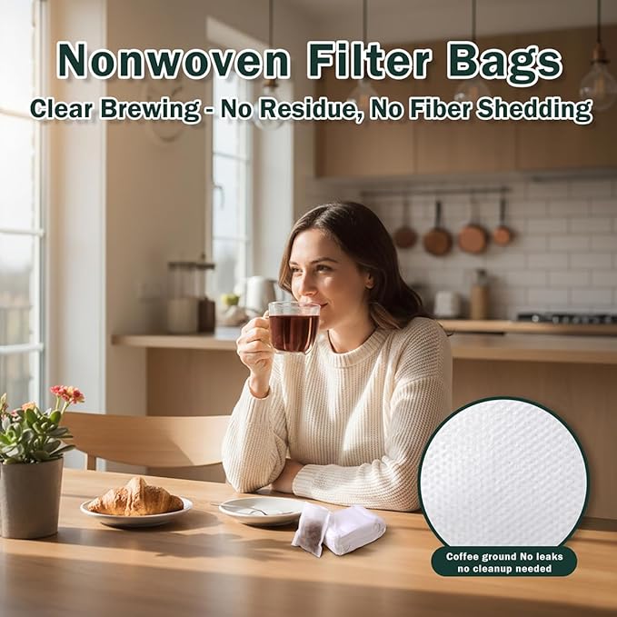 100Pcs Disposable Tea Bags for Loose Leaf Tea, Empty Tea Filter Bags for Cooking, Infuser Sachets for Spice, Coffee, Herb and More (4x6 Inch)