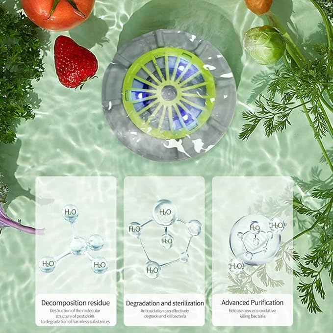 Efficient Portable Fruit and Vegetable Washers, Fruit and Vegetable Cleaning Machine, Electric Fruit Cleaner for Washing Fruits, Vegetables, Grain, Meat, Water-Proof & Wireless Charging (E)