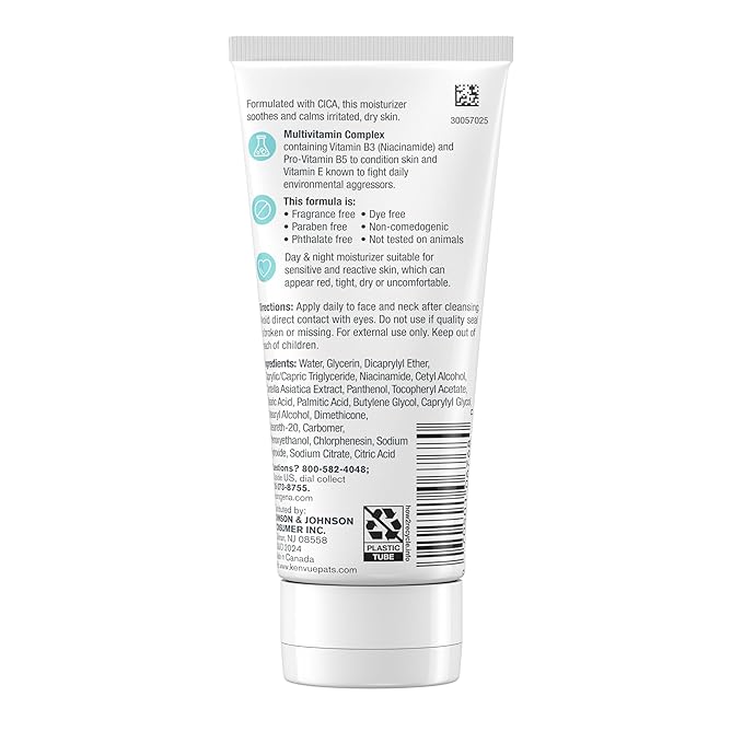 Neutrogena Fragrance Free Daily Facial Moisturizer, Face & Neck Moisturizer for Sensitive Skin with Vitamin B3, Pro-Vitamin B5 & Vitamin E Supports Skin's Dynamic Barrier, 3.4 fl. oz, Pack of 3