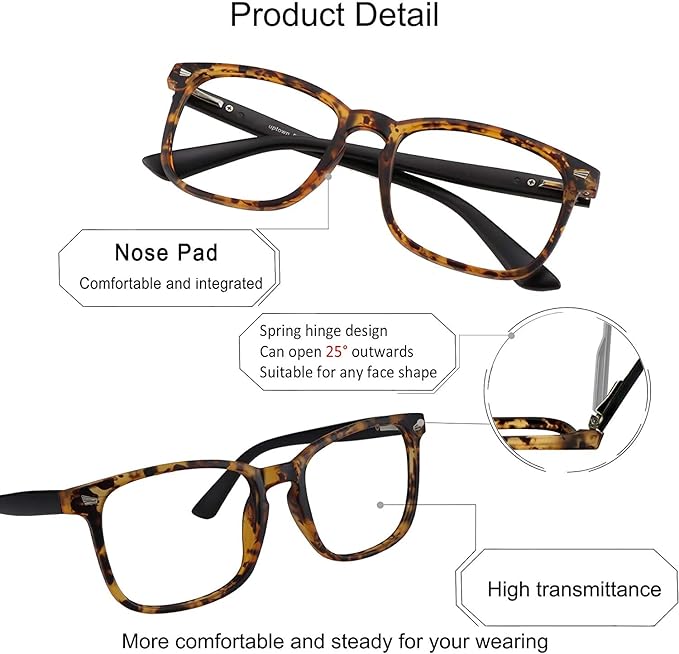 YEIN Bifocal Reading Glasses with Blue Light Blocking Lenses, Bifocal Reader for Women and Men, Vintage Square frame with Spring Hinge (+0.50/+3.00 magnification)