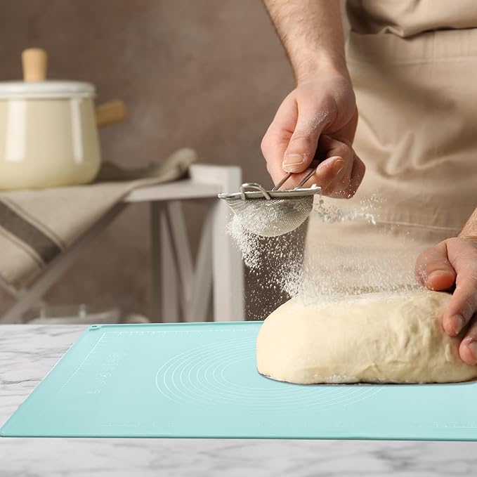 uxcell Silicone Pastry Mat, 27.5" x 19.7" Silicone Baking Mat with Measurements, Non-Stick Dough Rolling Mat for Making Pastry Cookies Bread Pizza Pink
