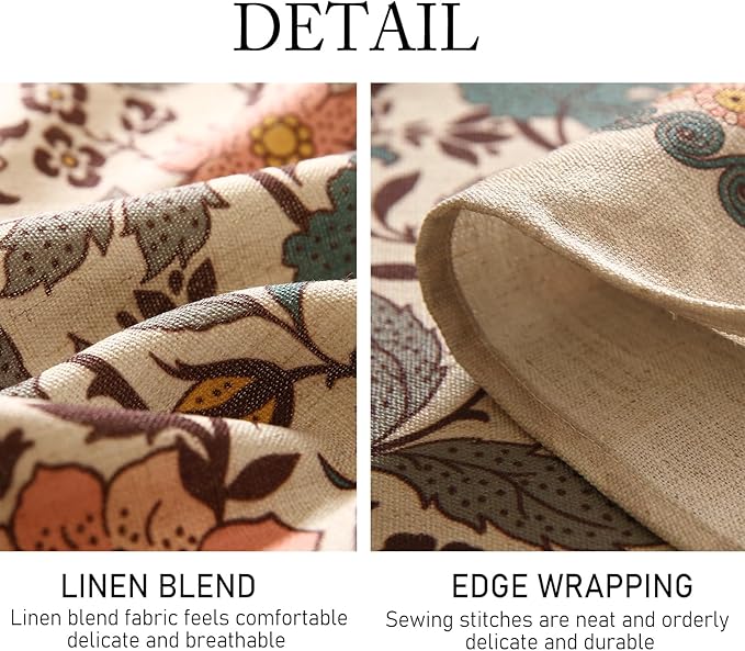 ISAENNE Designer Boho Floral Square Tablecloth,Linen Lotus Flower Pattern Colorful Indoor Table Cloth,Durable Decor Tablecloths for Dining Thanksgiving Kitchen Christmas,67"*67"-Hazel A