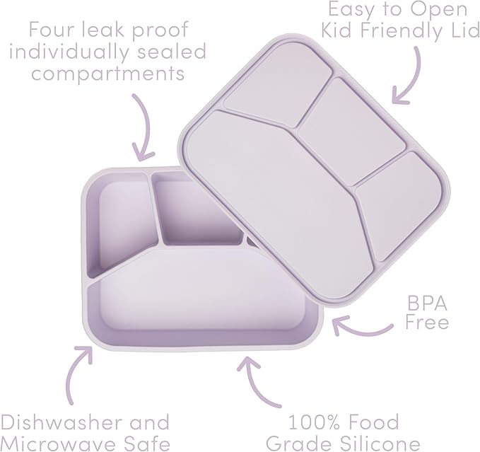 Ullabelle Leak Proof Bento Box Food-Grade Silicone Bento, BPA, Phthalate, Lead, & PVC Free - Bento Lunch Box for Daycare, Kids, & Adults - Leak Resistant Sets With Lids Snack Box Container (Pink 4)