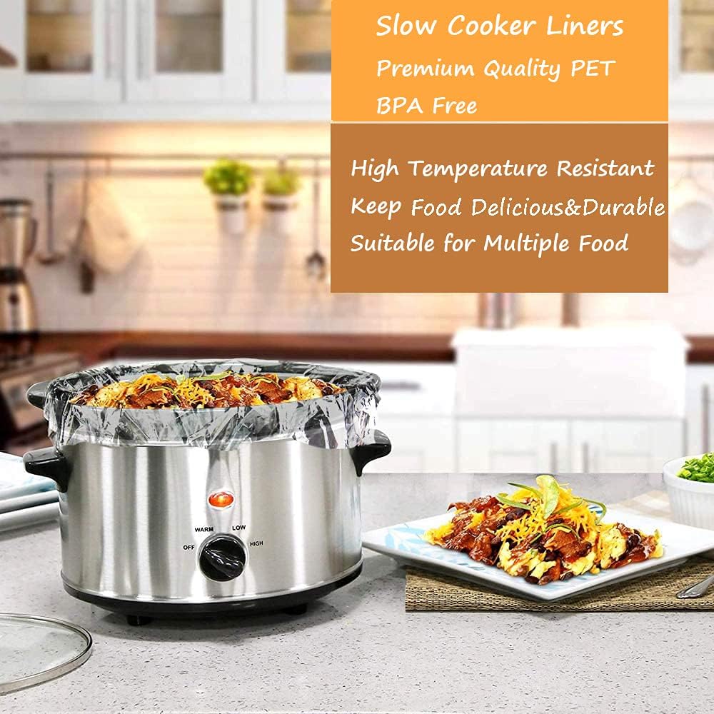 32 Counts Slow Cooker Liners Small Size(11 x 16 Inch) Kitchen Disposable Cooking Bags Fits 1 to 3 Quarts Safe for Oval or Round Pot -2Pack