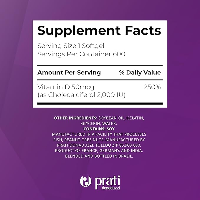 Vitamin D3 2,000 IU – 600 Softgels – Supports Defense System, Bone & Muscle Health – Family Size