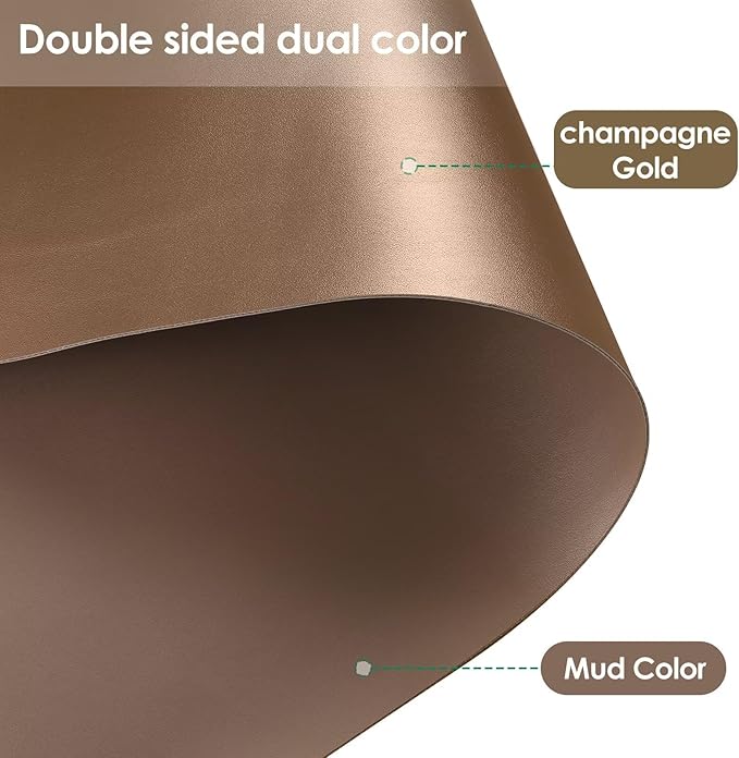 Leather Dresser Cover,1.8mm Thick,14x40 Inch,Dresser Protector Top,Dresser Top Protector,Dresser Cover Top,Dresser Top Cover,Dresser Cover Top for Bedroom.(Mud Color+Champagne Gold,14x40)