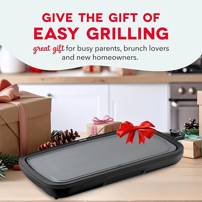 Dash Deluxe Everyday Griddle - Electric Griddle with Removable Plate - Nonstick, Easy-Clean Surface & Anti-Slip Base - Recipe Book Included - Navy