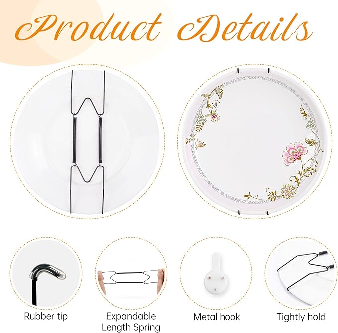 Bilillo 3 Pack Plate Hangers for The Wall, Suitable for 4''-5'' Decorative Plate,Invisible Heavy Duty Wire Plate Holder with Wall Hooks, Plate Hangers for Displaying Plates, Platter, Dish (Black)