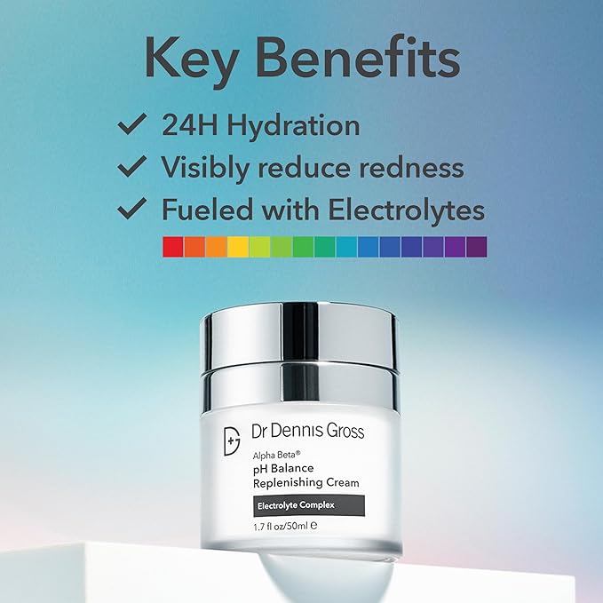 Dr Dennis Gross Alpha Beta pH Balance Replenishing Cream – Lightweight Gel-Cream with Electrolytes, Phytic Acid & AHAs - Hydrates, Soothes & Balances Skin, 1.7 fl oz