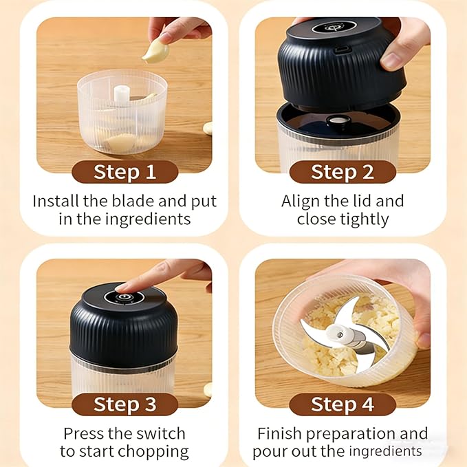 Electric Garlic Chopper, Mini Portable Veggie Cutter, Veggie Chopper with Container and Lid, Rechargeable Cordless Food Chopper for Garlic, Onion, Chili, Fruits Vegetables (Blue*2)