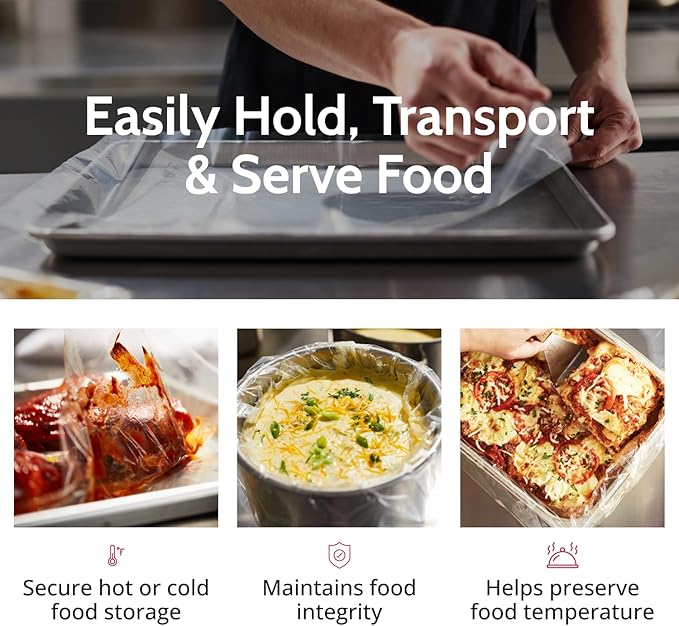 PanSaver Clear Pan Liners for Easy Clean Up - Disposable Buffet Pan Liners, Ovenable up to 400F (Half Pan Liner - 12.5 x 5.5 IN)