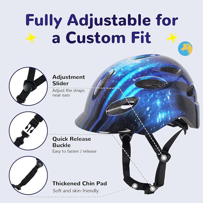 Kids/Youth Bike Helmet for Boys Girls and Teens, Adjustable and Multi-Sport for Bicycle, Kick Scooter, Skateboard, Roller/Inline Skate