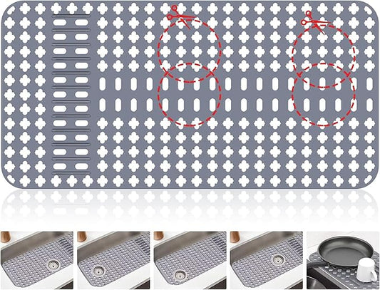 ARLBA Upgraded Silicone Sink Mat 28"x14" Sink Protectors for Kitchen Sink with Rear Drain/Center Drain,Sink Rack for Bottom of Sink, Kitchen Sink Mats for Bottom of Stainless Steel/Porcelain Sink