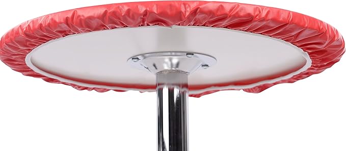 Yourtablecloth Heavy Duty Vinyl Round Fitted Tablecloth (Table Cover) with Flannel Backing Vibrant Colors Elasticized Tablecloth Great for Indoor and Outdoor Dining and Playing Cards 54” White